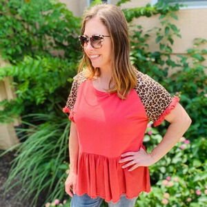 Umgee • Cheetah Sleeve Babydoll Top